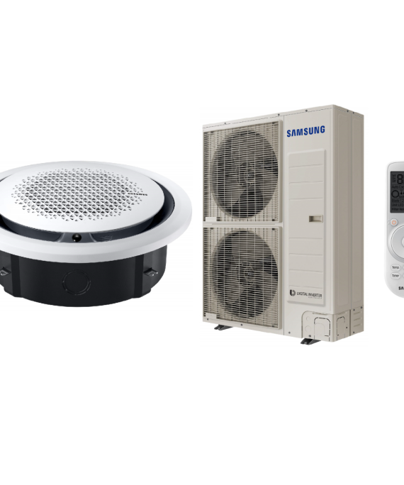 SAMSUNG 360 KASETINIO TIPO 13.4/15.5KW ORO KONDICIONIERIAUS KOMPLEKTAS (TRIFAZIS ĮRENGINYS); KOMPLEKTUOJAMAS SU PASIRENKAMA APDAILA IR DISTANCINIU PULTELIU.