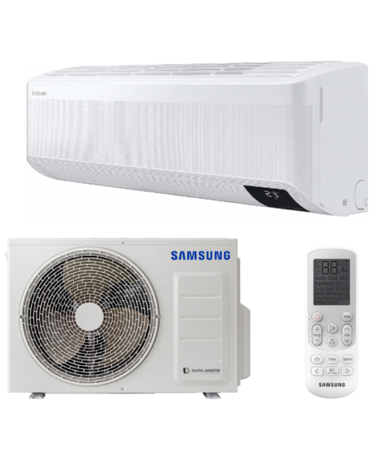 SAMSUNG DELUXE KOMERCINĖS KLASĖS BEVĖJIS SIENINIS 2.6/3.3KW ORO KONDICIONIERIAUS KOMPLEKTAS