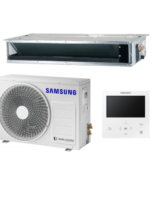 SAMSUNG LSP KANALINIO TIPO ŽEMO SLĖGIO 7.1/8.0KW ORO KONDICIONIERIAUS KOMPLEKTAS SU LAIDINIU PULTELIU