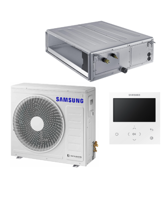SAMSUNG MSP KANALINIO TIPO VIDUTINIO SLĖGIO 6.8/8.0KW ORO KONDICIONIERIAUS KOMPLEKTAS (VIENFAZIS ĮRENGINYS) SU LAIDINIU PULTELIU