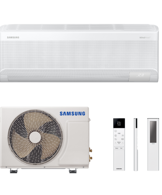 SAMSUNG SIENINIS BEVĖJIS WIND FREE COMFORT S2 5.2KW ORO KONDICIONIERIAUS KOMPLEKTAS